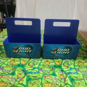 Vtg Bud Light & Lime Beer Iconic Condiment Caddy Bottle/Can Holder Blue Plastic